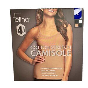 NEW Felina 4-Pack Women's L Cotton Stretch Camisole Multicolor